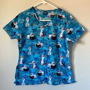 Disney Frozen II Olaf Short Sleeve Scrub Top Medium